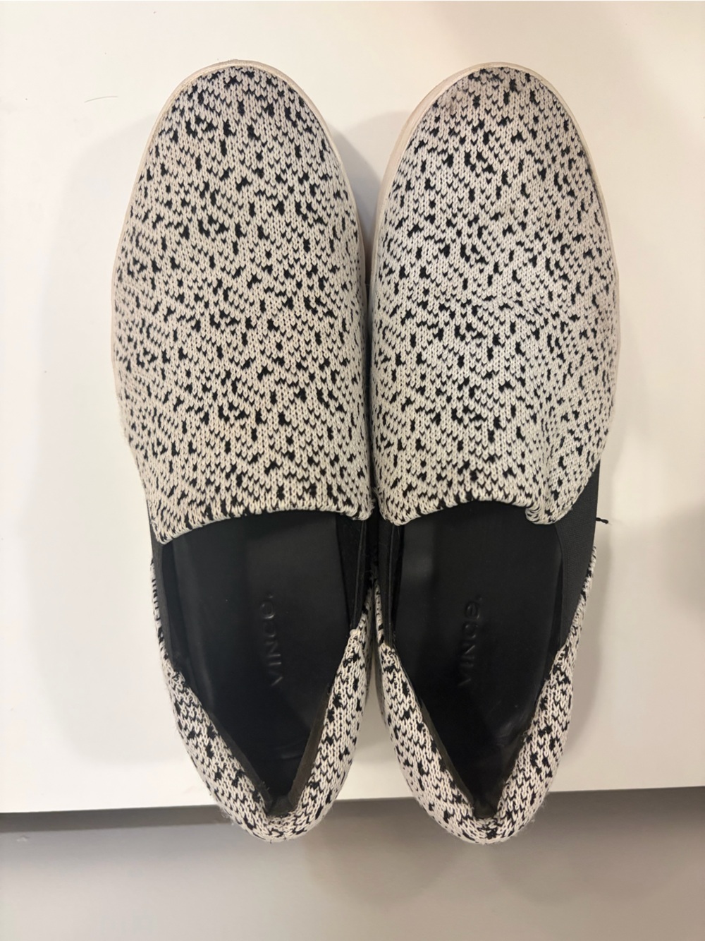 Vince Black & Cream Knit Slip-On Sneakers